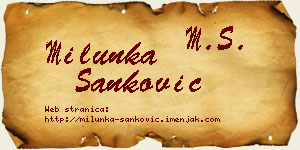 Milunka Sanković vizit kartica